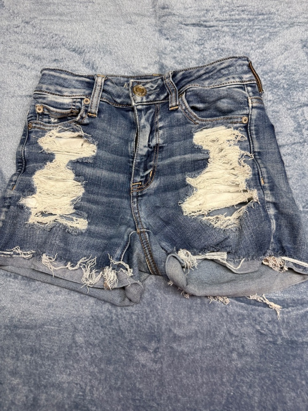American Eagle Outfitters Distressed Blue Denim Cutoff Shorts